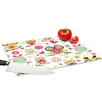KitchenYeah Glazen Snijplank - 39x28 - Patronen - Uil - Dieren - Snijplanken Glas