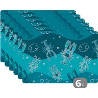 KitchenYeah Placemat - Placemats kunststof - Zodiac - Kreeft - Design - 45x30 cm - 6 stuks - Hittebestendig - Anti-Slip - Onderlegger - Afneembaar