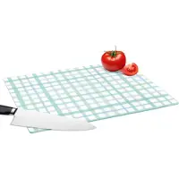 KitchenYeah Glazen Snijplank - 39x28 - Pastel - Patronen - Blauw - Snijplanken Glas