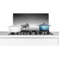 KitchenYeah Spatscherm keuken 70x30 cm - Kookplaat achterwand Olifant - Dieren - Landschap - Zwart wit - zebra - Muurbeschermer - Spatwand fornuis - Hoogwaardig aluminium