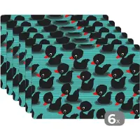 KitchenYeah Placemat - Placemats kunststof - Eend - Baby - Patronen - 45x30 cm - 6 stuks - Hittebestendig - Anti-Slip - Onderlegger - Afneembaar