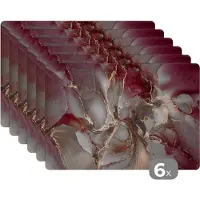 KitchenYeah Placemats - Marmer - Goud - Paars - Onderleggers placemat - 45x30 cm - 6 stuks
