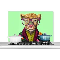 KitchenYeah Spatscherm keuken 100x65 cm - Kookplaat achterwand Dieren - Bril - Hond - Design - Muurbeschermer - Spatwand fornuis - Hoogwaardig aluminium