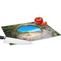 KitchenYeah Glazen Snijplank - 39x28 - Zomer - Strand - Doorkijk - Tropical - Snijplanken Glas