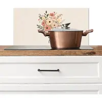 KitchenYeah Spatscherm keuken 70x30 cm - Kookplaat achterwand Bloemen - Quote - Beige - Lint - Muurbeschermer - Spatwand fornuis - Hoogwaardig aluminium