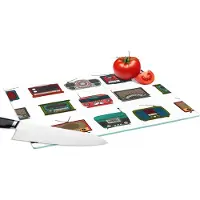 KitchenYeah Glazen Snijplank - 39x28 - Retro - Radio - Design - Snijplanken Glas