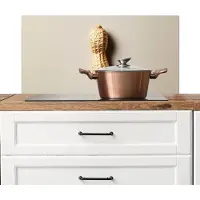 KitchenYeah Spatscherm keuken 90x45 cm - Kookplaat achterwand Pinda - Ruw - Beige - Muurbeschermer - Spatwand fornuis - Hoogwaardig aluminium