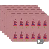 KitchenYeah Placemat - Placemats kunststof - Carnaval - Patronen - Joker - 45x30 cm - 6 stuks - Hittebestendig - Anti-Slip - Onderlegger - Afneembaar