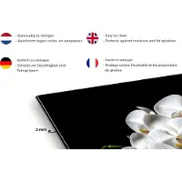 KitchenYeah Spatscherm keuken 100x65 cm - Kookplaat achterwand Orchidee - Bloemen - Wit - Natuur - Zwart - Muurbeschermer - Spatwand fornuis - Hoogwaardig aluminium