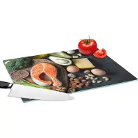 KitchenYeah Glazen Snijplank - 39x28 - Vlees - Eieren - Fruit - Kaas - Kruiden - Snijplanken Glas