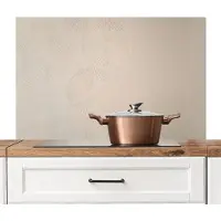 KitchenYeah Spatscherm keuken 100x65 cm - Kookplaat achterwand Japandi - Beige - Modern - Muurbeschermer - Spatwand fornuis - Hoogwaardig aluminium