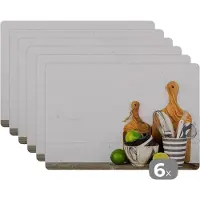 KitchenYeah Placemat - Placemats kunststof - Snijplank - Keukengerei - Bestek - 45x30 cm - 6 stuks - Hittebestendig - Anti-Slip - Onderlegger - Afneembaar