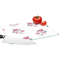 KitchenYeah Glazen Snijplank - 28x20 - Rozen - Patronen - Bloemen - Snijplanken Glas