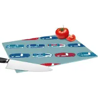 KitchenYeah Glazen Snijplank - 39x28 - Patroon - Auto - Race - Jongens - Kinderen - Kids - Kind - Snijplanken Glas