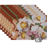 KitchenYeah Placemat - Placemats kunststof - Bloemen - Planten - Orchidee - Kunst - 45x30 cm - 6 stuks - Hittebestendig - Anti-Slip - Onderlegger - Afneembaar