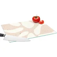 KitchenYeah Glazen Snijplank - 39x28 - Planten - Abstract - Roze - Pastel - Snijplanken Glas