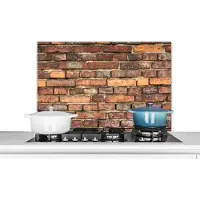 KitchenYeah Spatscherm - Spatwand - Rood - Muren - Baksteen - Bruin - Keuken achterwand - 90x60 cm