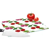 KitchenYeah Glazen Snijplank - 28x20 - Kersen - Patronen - Fruit - Snijplanken Glas