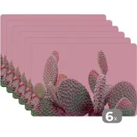 KitchenYeah Placemat - Placemats kunststof - Cactus - Planten - Zomer - 45x30 cm - 6 stuks - Hittebestendig - Anti-Slip - Onderlegger - Afneembaar