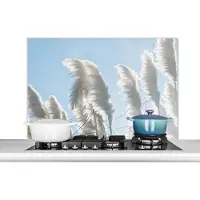 KitchenYeah Spatscherm keuken 100x65 cm - Kookplaat achterwand Lucht - Gras - Pampasgras - Muurbeschermer - Spatwand fornuis - Hoogwaardig aluminium