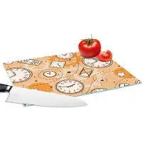 KitchenYeah Glazen Snijplank - 28x20 - Patronen - Klok - Zandloper - Snijplanken Glas