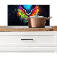 KitchenYeah Spatscherm keuken 70x30 cm - Kookplaat achterwand Regenboogkleuren - Vleugels - Magisch - Muurbeschermer - Spatwand fornuis - Hoogwaardig aluminium