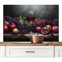 KitchenYeah Spatscherm keuken 120x80 cm - Kookplaat achterwand Wijn - Fruit - Stilleven - Muurbeschermer - Spatwand fornuis - Hoogwaardig aluminium