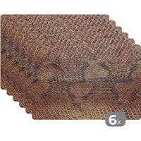 KitchenYeah Placemats - Leer - Slangenhuid - Slang - Structuur - Placemat - 45x30 cm - 6 stuks - Inductiebeschermer