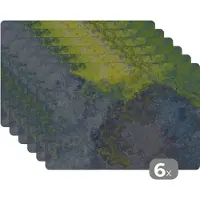 KitchenYeah Placemats - Leisteen print - Grijs - Groen - Industrieel - Placemat - Tafeldecoratie - Onderlegger - 6 stuks - 45x30 cm