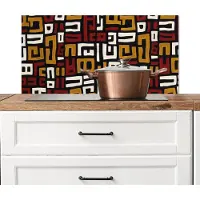 KitchenYeah Spatscherm keuken 80x40 cm - Kookplaat achterwand Abstract - Patroon - Rood - Muurbeschermer - Spatwand fornuis - Hoogwaardig aluminium