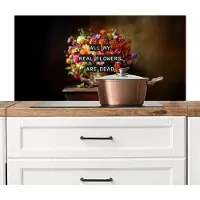 KitchenYeah Spatscherm keuken 100x50 cm - Kookplaat achterwand Kleur - Bloemen - Vintage - Bloemenvaas - Muurbeschermer - Spatwand fornuis - Hoogwaardig aluminium