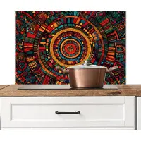 KitchenYeah Spatscherm keuken 90x60 cm - Kookplaat achterwand Mandala - Cirkels - Patronen - Muurbeschermer - Spatwand fornuis - Hoogwaardig aluminium