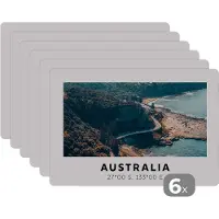 KitchenYeah Placemat - Placemats kunststof - Australië - Zee - Snelweg - Zomer - 45x30 cm - 6 stuks - Hittebestendig - Anti-Slip - Onderlegger - Afneembaar
