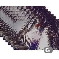 KitchenYeah Placemat - Placemats kunststof - Palmbladeren - Zon - Zomer - 45x30 cm - 6 stuks - Hittebestendig - Anti-Slip - Onderlegger - Afneembaar