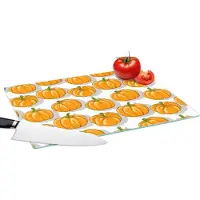 KitchenYeah Glazen Snijplank - 39x28 - Herfst - Pompoen - Patronen - Snijplanken Glas