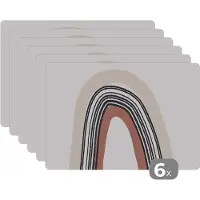KitchenYeah Placemat - Regenboog - Pastel - Design - Onderleggers - 45x30 cm - Onderzetter - 6 stuks