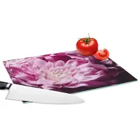 KitchenYeah Glazen Snijplank - 28x20 - Bloemen - Roze - Natuur - Snijplanken Glas