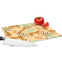 KitchenYeah Glazen Snijplank - 28x20 - Patroon - Jachtluipaard - Bladeren - Snijplanken Glas