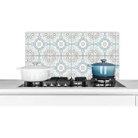 KitchenYeah Spatscherm keuken 80x40 cm - Kookplaat achterwand Bloemen - Portugal - Design - Muurbeschermer - Spatwand fornuis - Hoogwaardig aluminium