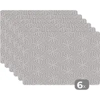 KitchenYeah - Placemats - Placemat - Keuken - Patronen - Lijn - Abstract - Zwart - Wit - 45x30 cm - 6 stuks