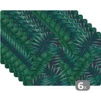 KitchenYeah - Placemats - Jungle - Tropical - Bladeren - Natuur - Groen - Keuken - Onderlegger - 45x30 cm - 6 stuks