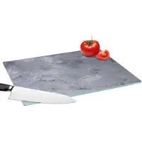 KitchenYeah Glazen Snijplank - 39x28 - Leisteen - Beton - Retro - Structuren - Grijs - Rustiek - Snijplanken Glas
