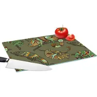 KitchenYeah Glazen Snijplank - 39x28 - Patroon - Jungle - Kameleons - Snijplanken Glas