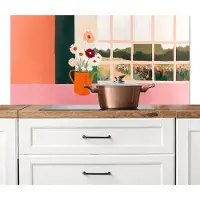 KitchenYeah Spatscherm keuken 120x60 cm - Kookplaat achterwand Bloemen - Koffie - Raam - Muurbeschermer - Spatwand fornuis - Hoogwaardig aluminium