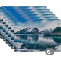 KitchenYeah Placemat - Placemats kunststof - Water - Bergen - Natuur - 45x30 cm - 6 stuks - Hittebestendig - Anti-Slip - Onderlegger - Afneembaar