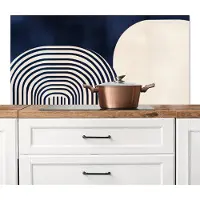 KitchenYeah Spatscherm keuken 120x60 cm - Kookplaat achterwand Donkerblauw - Abstract - Lijnen - Muurbeschermer - Spatwand fornuis - Hoogwaardig aluminium