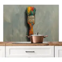 KitchenYeah Spatscherm keuken 120x80 cm - Kookplaat achterwand Verf - Kwast - Schilderij - Muurbeschermer - Spatwand fornuis - Hoogwaardig aluminium