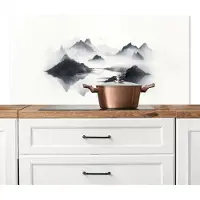 KitchenYeah Spatscherm keuken 120x60 cm - Kookplaat achterwand Bergen - Mistig - Water - Wit - Muurbeschermer - Spatwand fornuis - Hoogwaardig aluminium