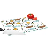 KitchenYeah Glazen Snijplank - 39x28 - Vlieger - Zomer - Boot - Patroon - Snijplanken Glas