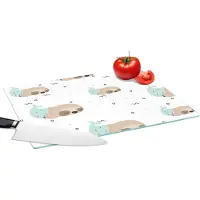 KitchenYeah Glazen Snijplank - 39x28 - Zeemeermin - Luiaard -Patroon - Slapen - Snijplanken Glas